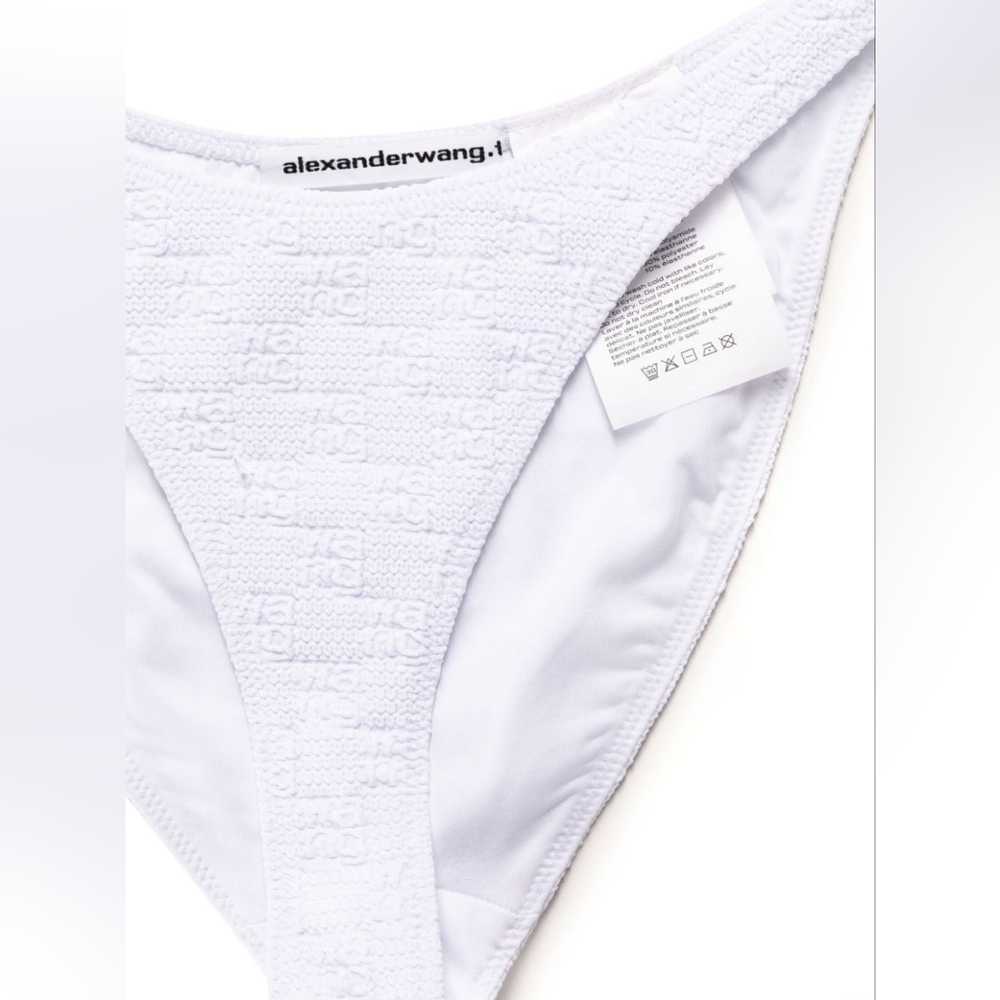 B3. NWOT ALEXANDER WANG HIGH CUT TEXTURED "WANG" BIKINI BOTTOM IN WHITE